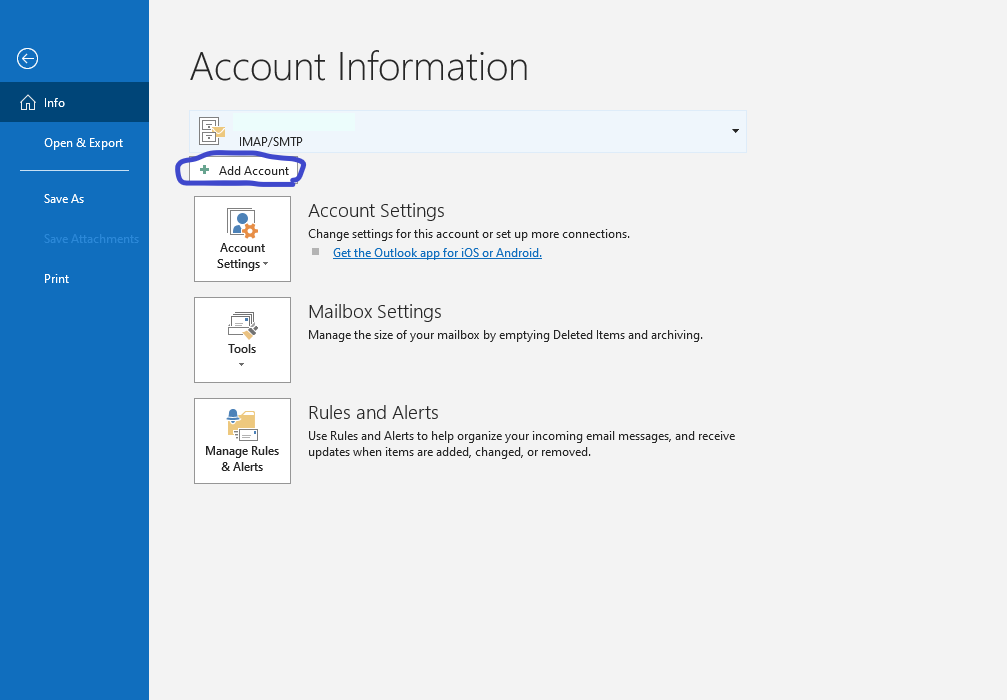 how to manually add email account in outlook 2016